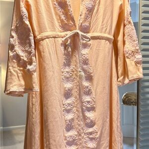 Soft peach and pink embroidered High Low Dress